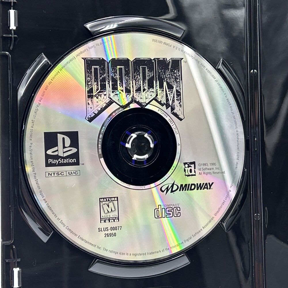 Doom PS1 Video Game Disc Only SLUS-00077 Authentic PlayStation 1 Midway Retro